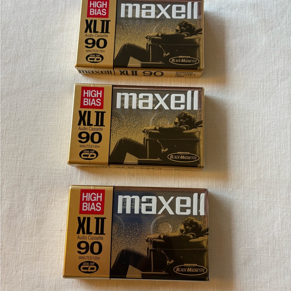 3 Sealed Maxell XLII 90 Audio Cassette Tapes